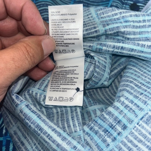 Tommy Bahama Silk Blend Short Sleeve Button Up blue Shirt Mens xl - Picture 8 of 11